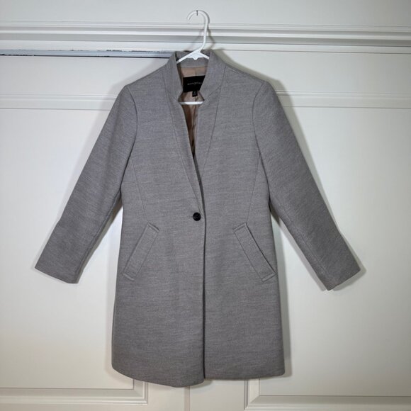 Banana Republic Inverted Collar Light Heather Grey Coat Small Petite - Picture 2 of 12